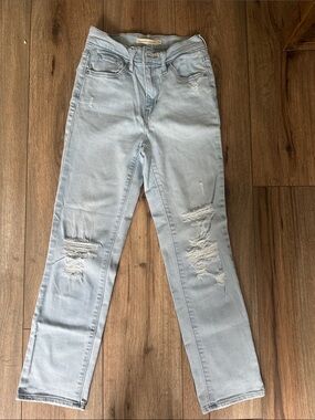 Levi's Light Blue Distressed Straight Leg Jeans